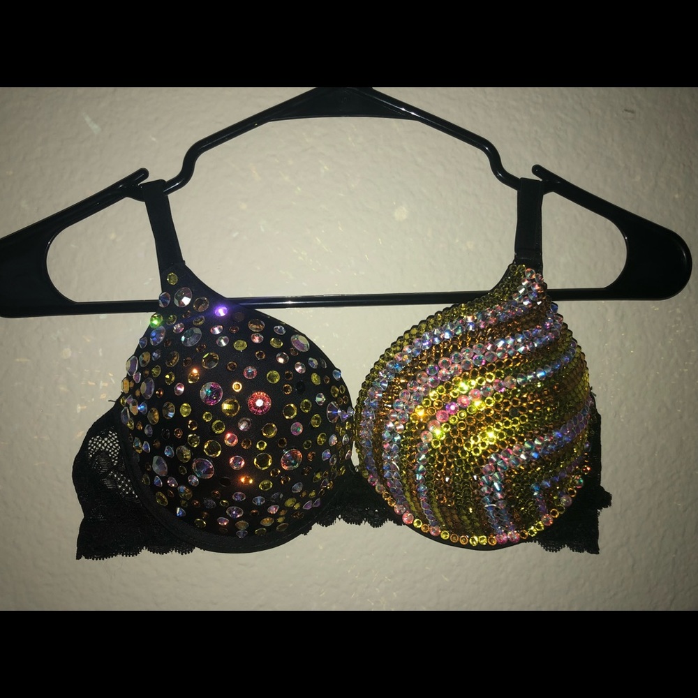 34B rhinestoned bra